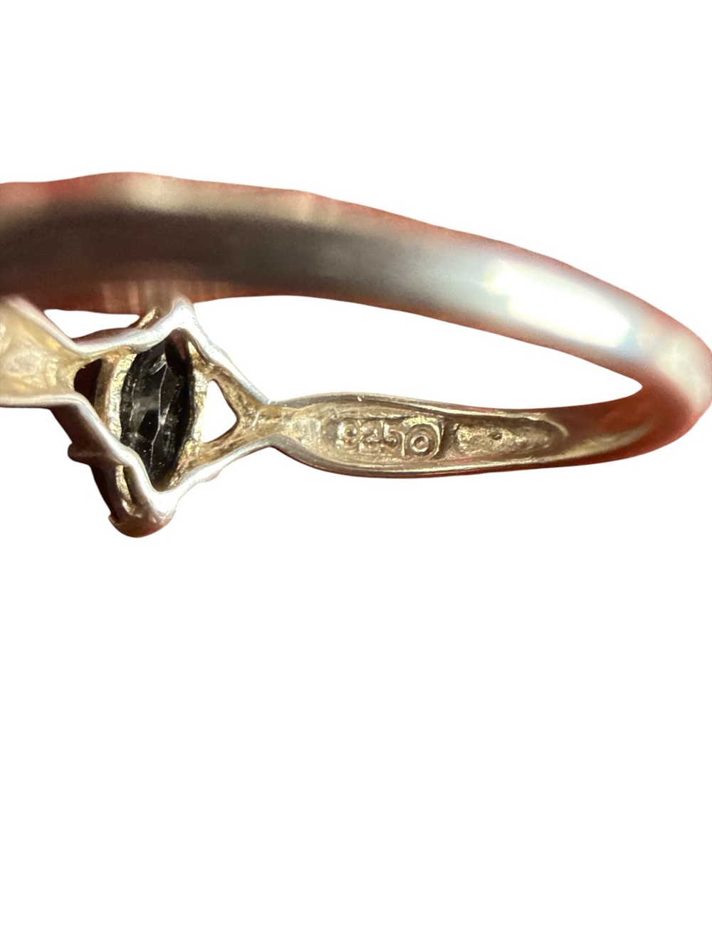 Avon 925 Sterling Silver Marquise Black Stone Ring Size 10.5 Leaf Vine 3.05g - Picture 6 of 9
